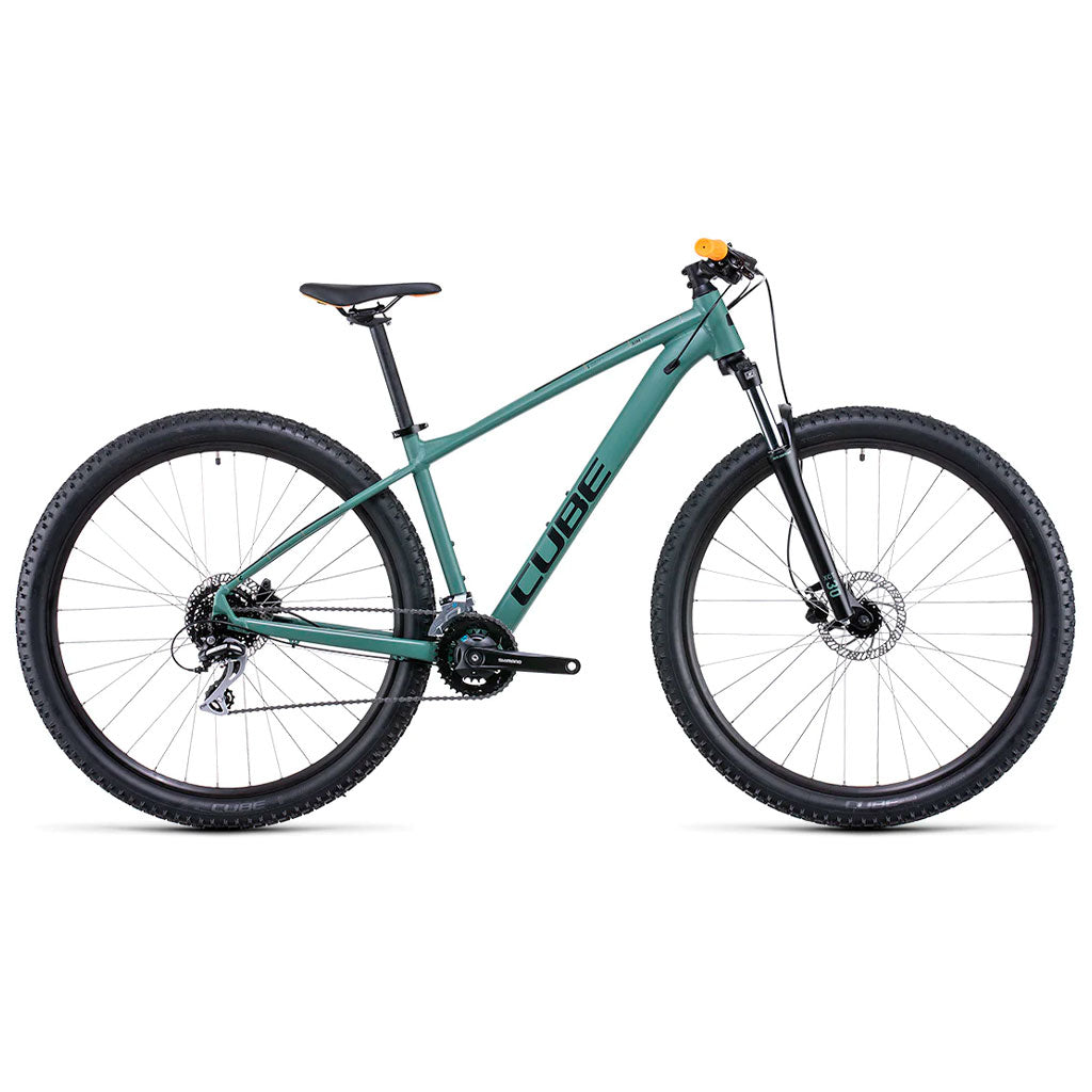 Bicicleta de montaña CUBE Aim PRO 2022 Olive'n'Orange / Transmisión 2x8 velocidades / Horquilla de resorte