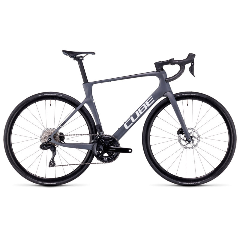 Bicicleta de ruta CUBE Agree C:62 Grey'n'Black 2023 / Transmisión Shimano 105 Di2 2x12 velocidades