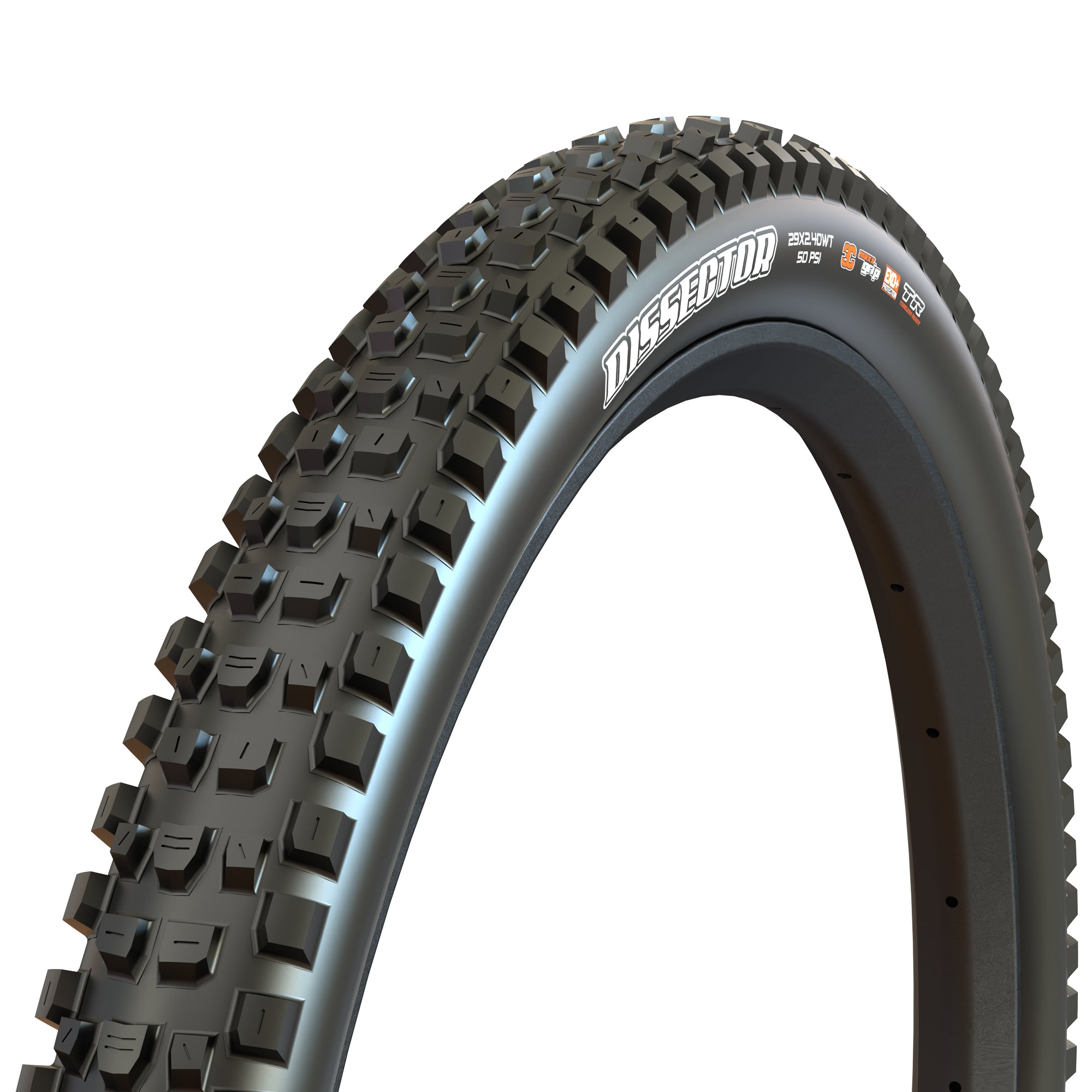 Llanta MAXXIS Dissector V2 – 29×2.40 / PLEGABLE / NEGRO / 120X2 TPI / 3CG/DD/TR