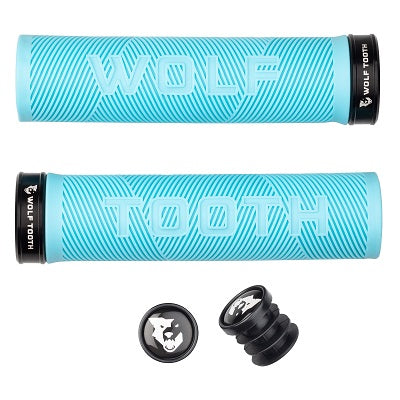 WOLFTOOTH ECHO LOCK-ON GRIPS COLOR AQUA-NEGRO