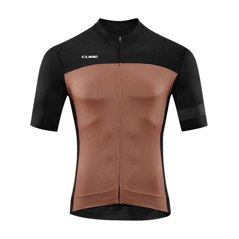 Jersey para ciclismo CUBE Blackline S/S para caballero / Black Brown