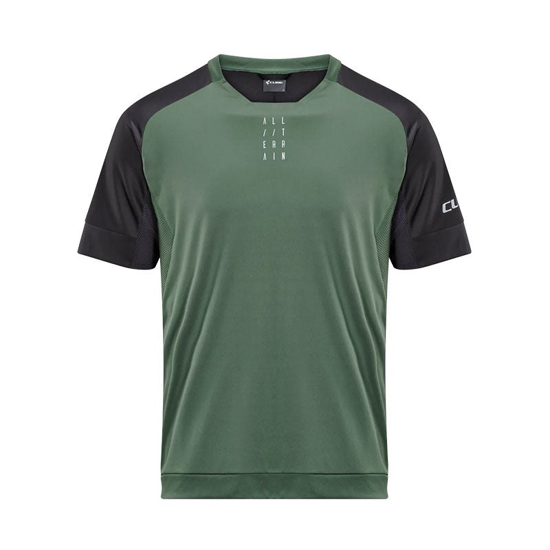 Jersey de ciclismo CUBE ATX de cuello redondo S/S para caballero / Olive Grey