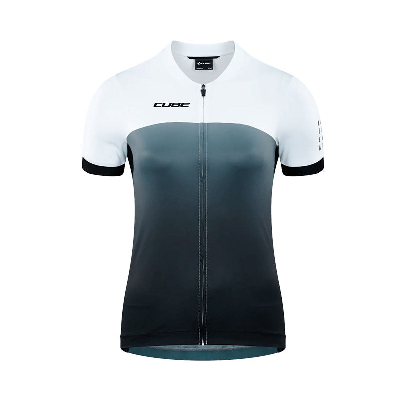 Jersey de ciclismo CUBE ATX WS Full Zip S/S para dama / Black White
