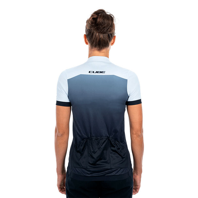 Jersey de ciclismo CUBE ATX WS Full Zip S/S para dama / Black White