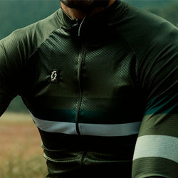 Jersey para ciclismo APHESIS Olive Manga Larga para caballero