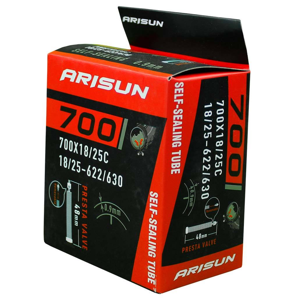 Cámara ARISUN con sellador 700 x 18 - 25 | Válvula francesa - Raudor ¡Rompe tu propio récord!