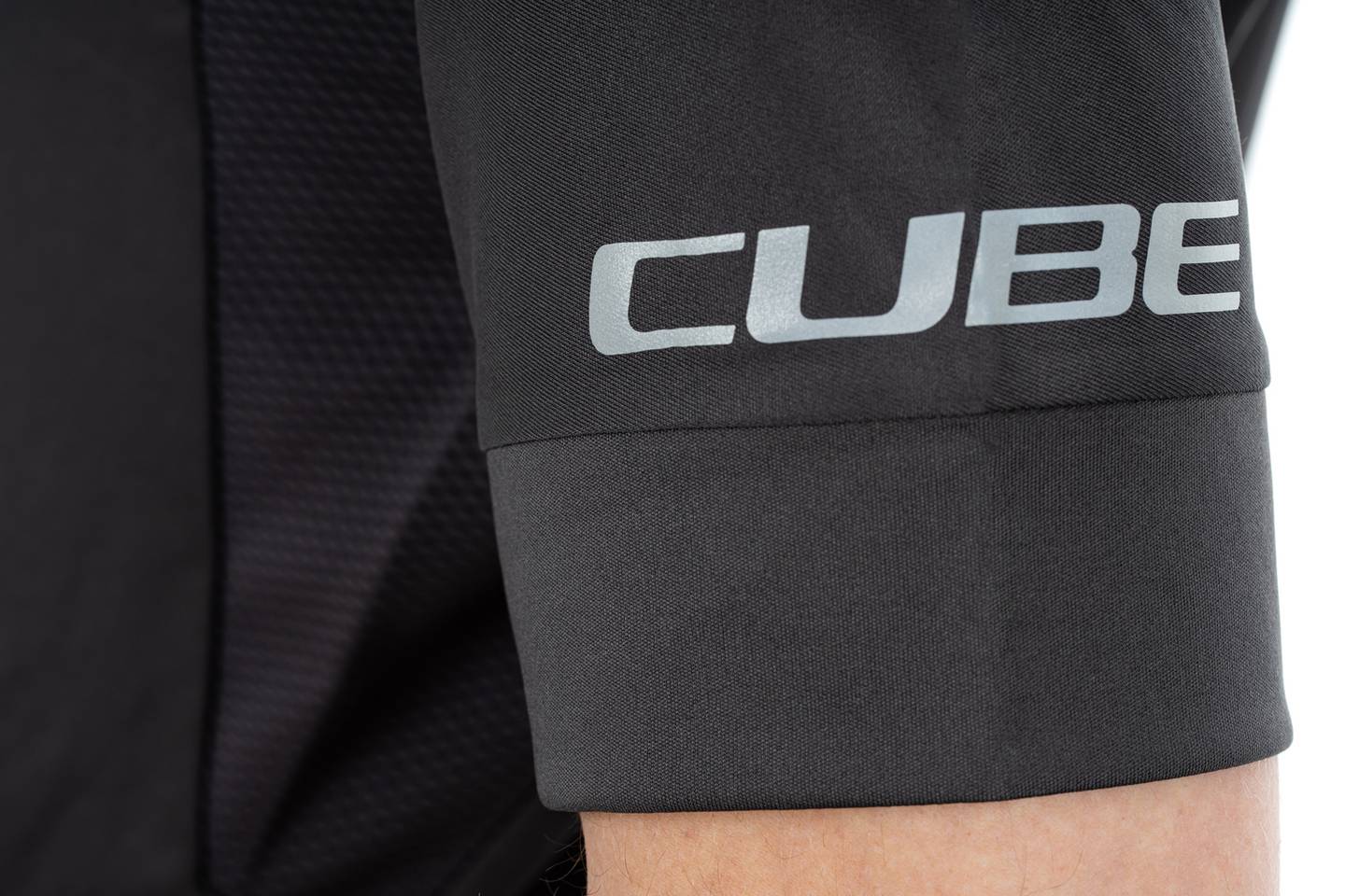 Jersey de ciclismo CUBE ATX de cuello redondo S/S para caballero / Grey Silver