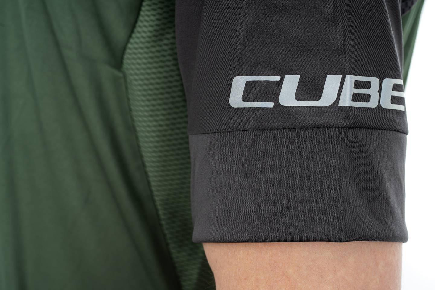 Jersey de ciclismo CUBE ATX de cuello redondo S/S para caballero / Olive Grey