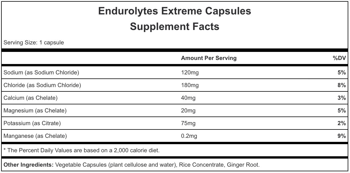 Endurolytes Extreme HAMMER NUTRITION Bote de 120 Cápsulas / Fórmula de espectro completo de electrolitos