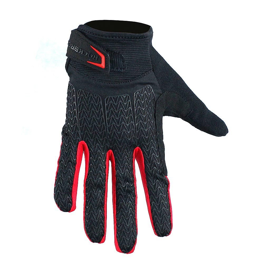 Guantes ROCKBROS de dedo largo con almohadillas de gel | Color Negro y Rojo - Raudor ¡Rompe tu propio récord!