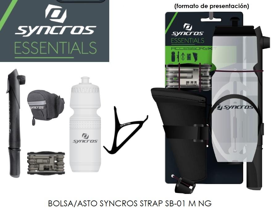 Kit de Accesorios Syncros ESSENTIAL RIDER MTB: Portanfora, anfora, bolsa, multiherramienta y minibomba. - Raudor ¡Rompe tu propio récord!