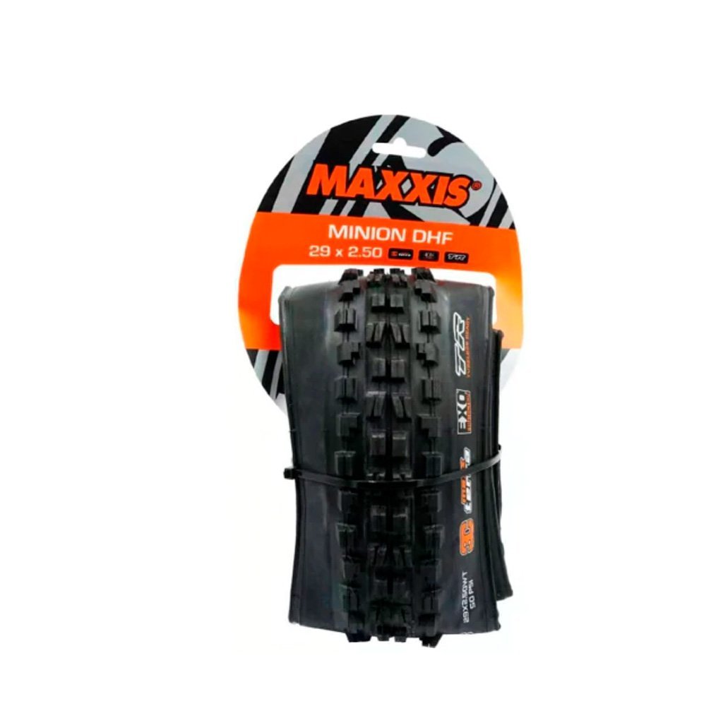 Llanta MAXXIS Minion DHF 29X2.5 Wide Trail Color negro 120 TPI con Tecnologías MaxxTerra (3CT) / EXO Protection +/ Tubeless Ready - Raudor ¡Rompe tu propio récord!